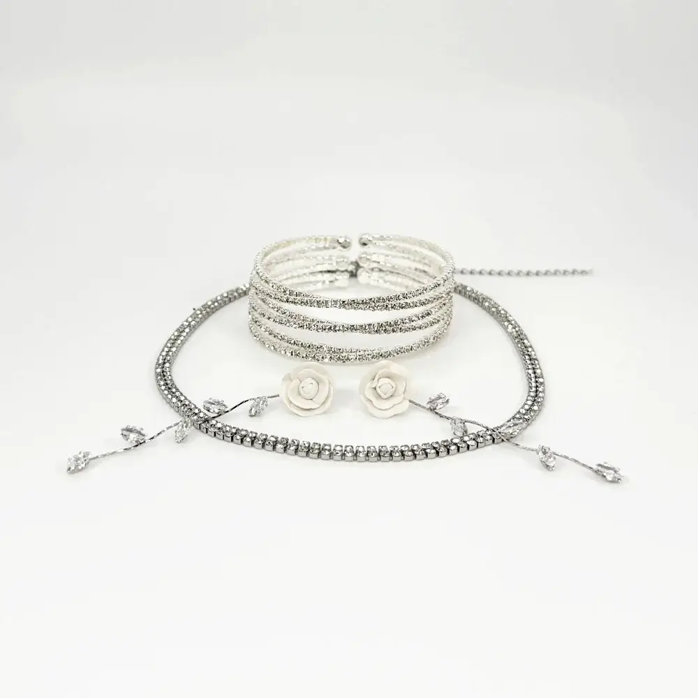 Aqua Essence Co - Wholesale Jewelry Set - Elise Bridal Set | Handcrafted Silver Wedding Jewelry10