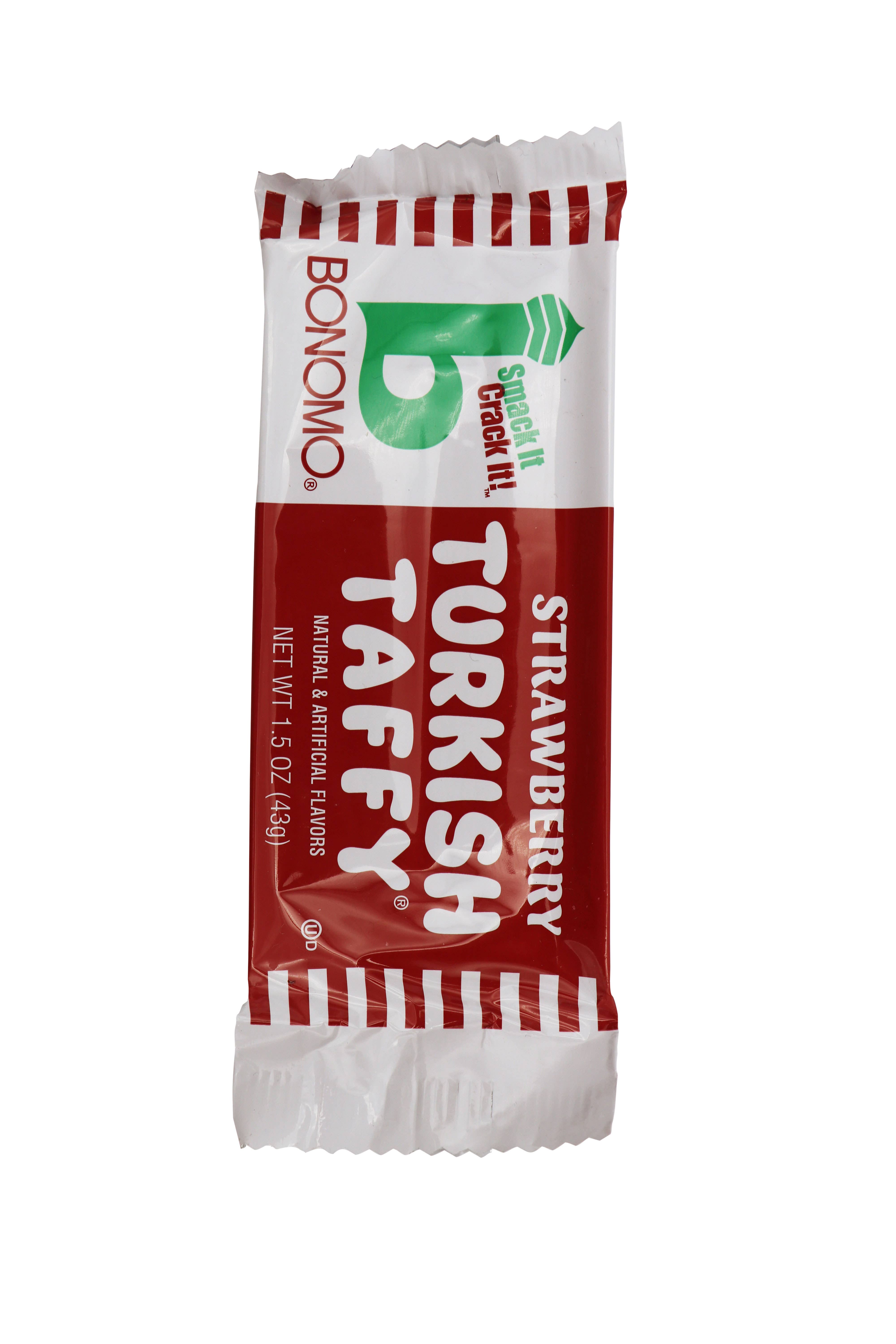 Grandpa Joe's Candy Shop - Wholesale Taffy - Bonomo Turkish Taffy Strawberry, 1.5oz, 24ct Case1