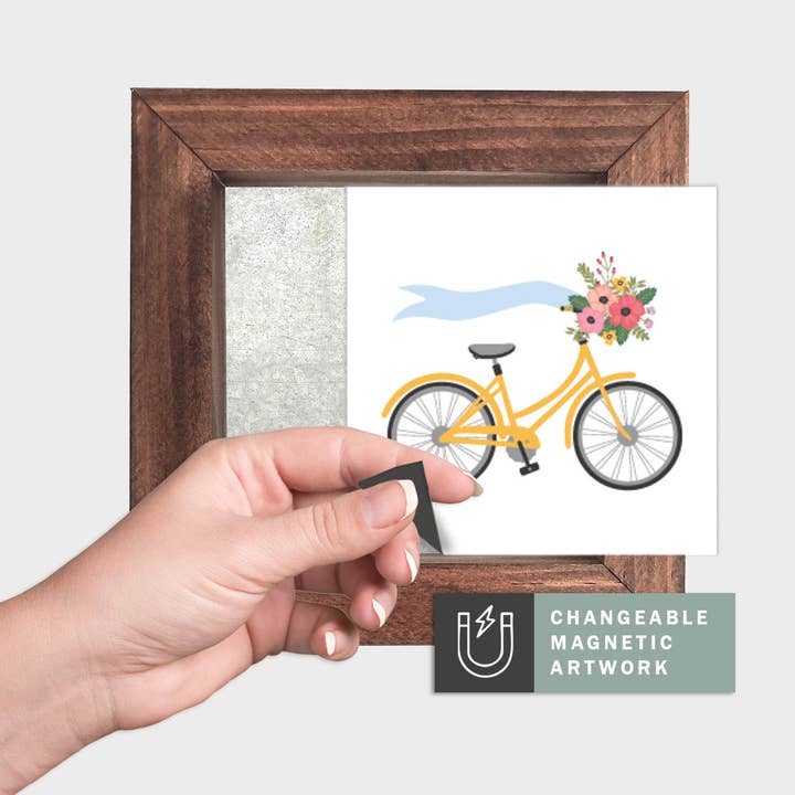 Magnetisk säsongsdekorinsats för utbytbar skylt (Mini): Cykel med blommor | Påsk / Vår | Magnetisk skyltblanka säljs separat för wholesale av Simpler Seasons Decor