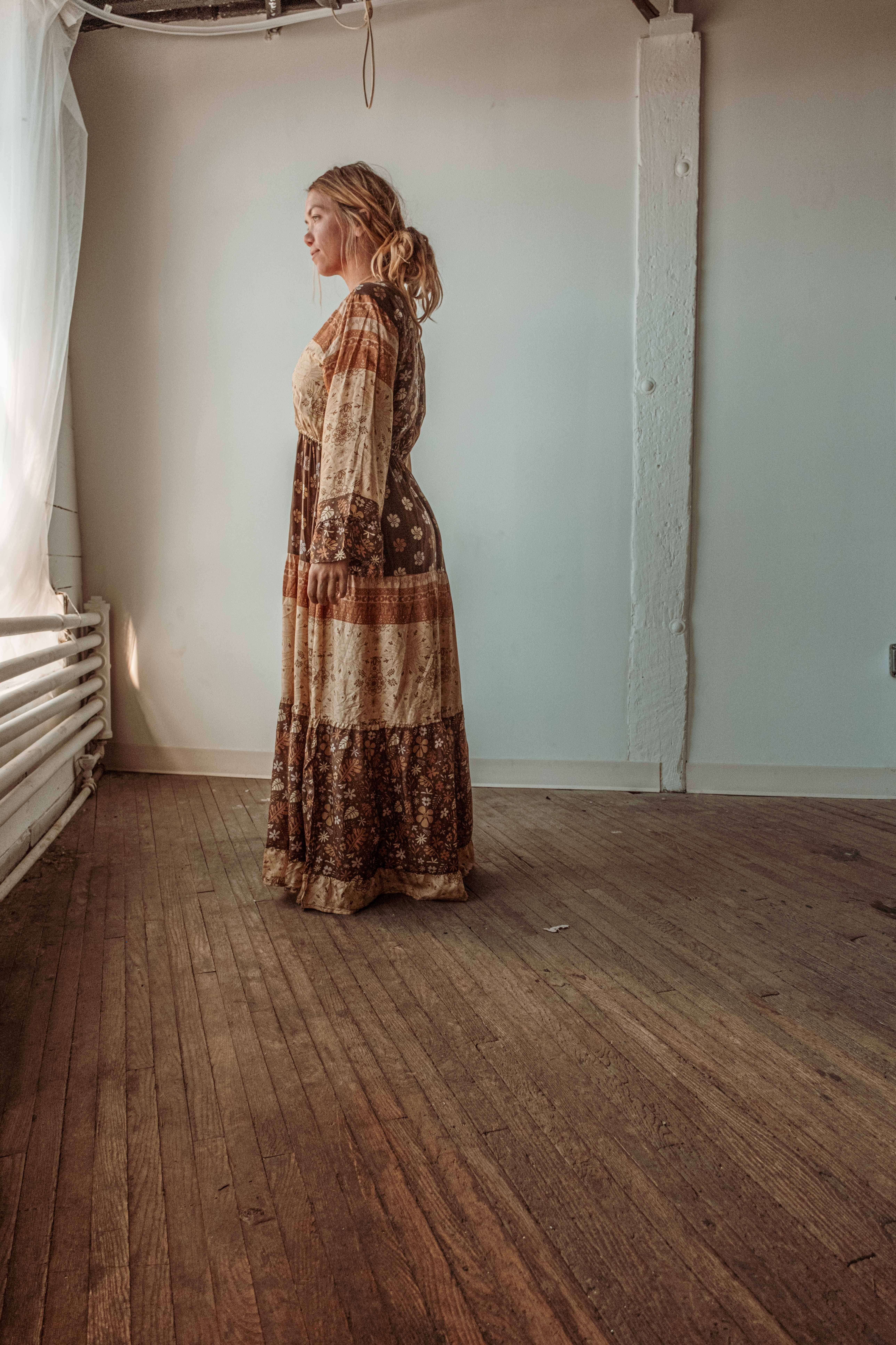 Gardenbelle Shop - Venta al por mayor Vestido - Mujer - Vestido largo hippie bohemio, vestido con mangas acampanadas del solsticio terrenal8