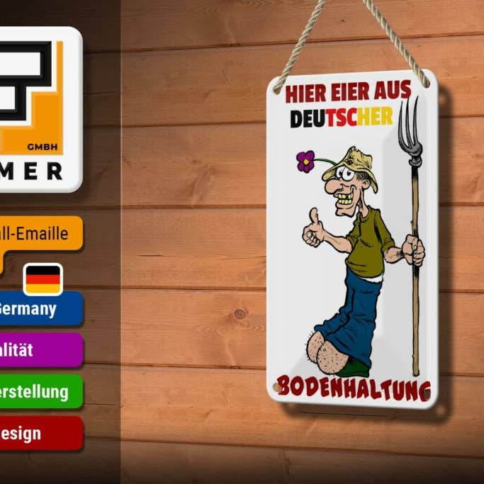 Femer - Wholesale Sign - Tin sign note 12x18cm eggs made from German farming decorative sign