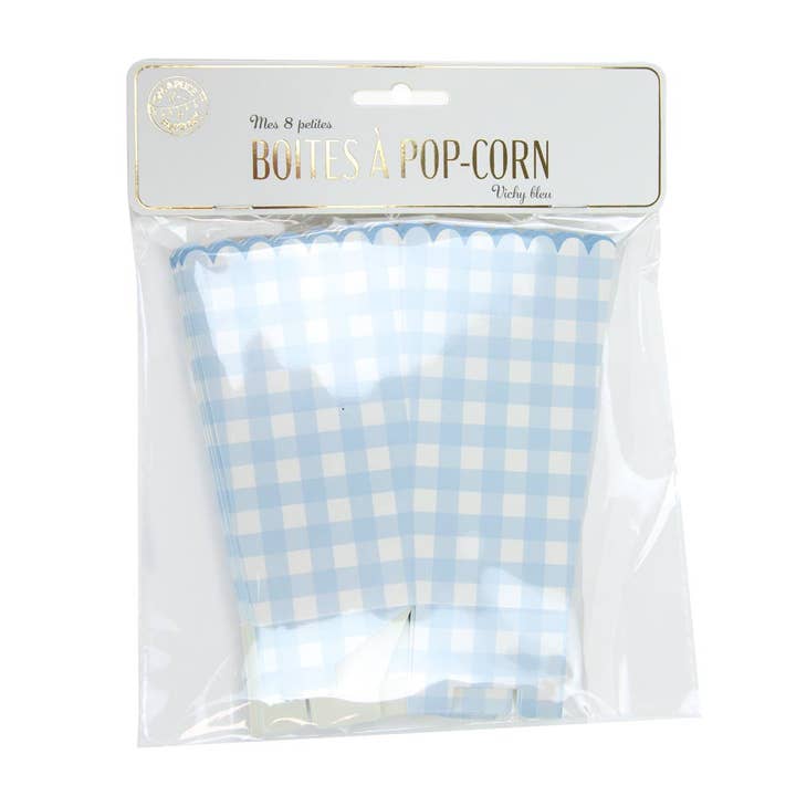 Tim&Puce Factory - Wholesale Decorative box - BLUE GINGHAM POPCORN BOXES X 81