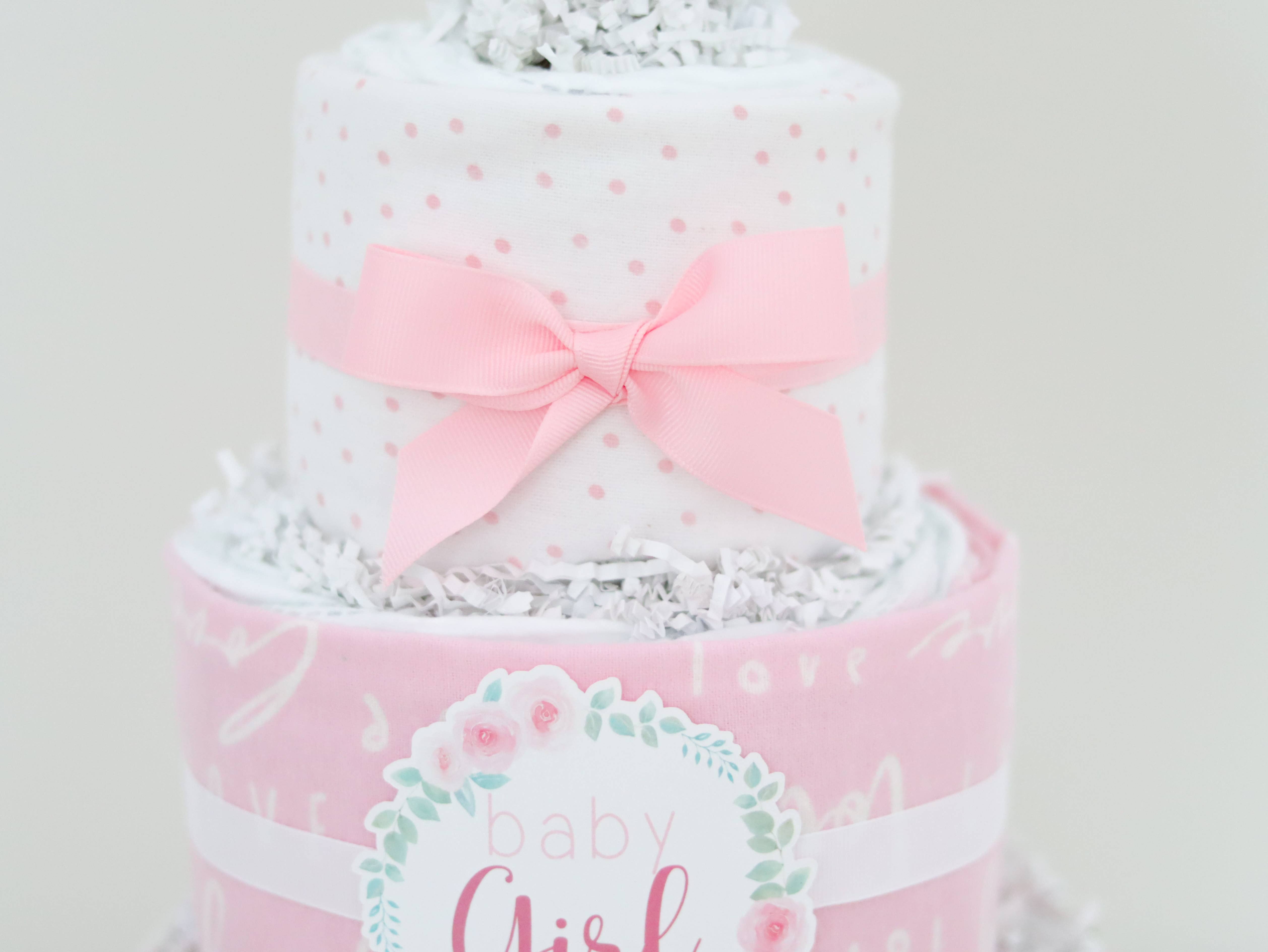 Baby Blossom Company - Wholesale Diaper (Non-Cloth) - Baby - Baby Girl Diaper Cake Gift Bundle- Rose3