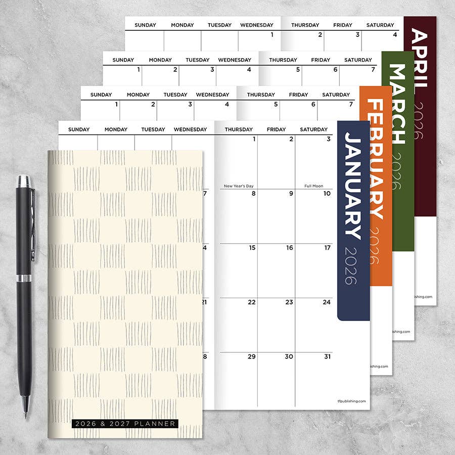 TF Publishing - Paper Goods – wholesale Planner – 2026-2027 Checkerboard Small Monthly Pocket Planner1