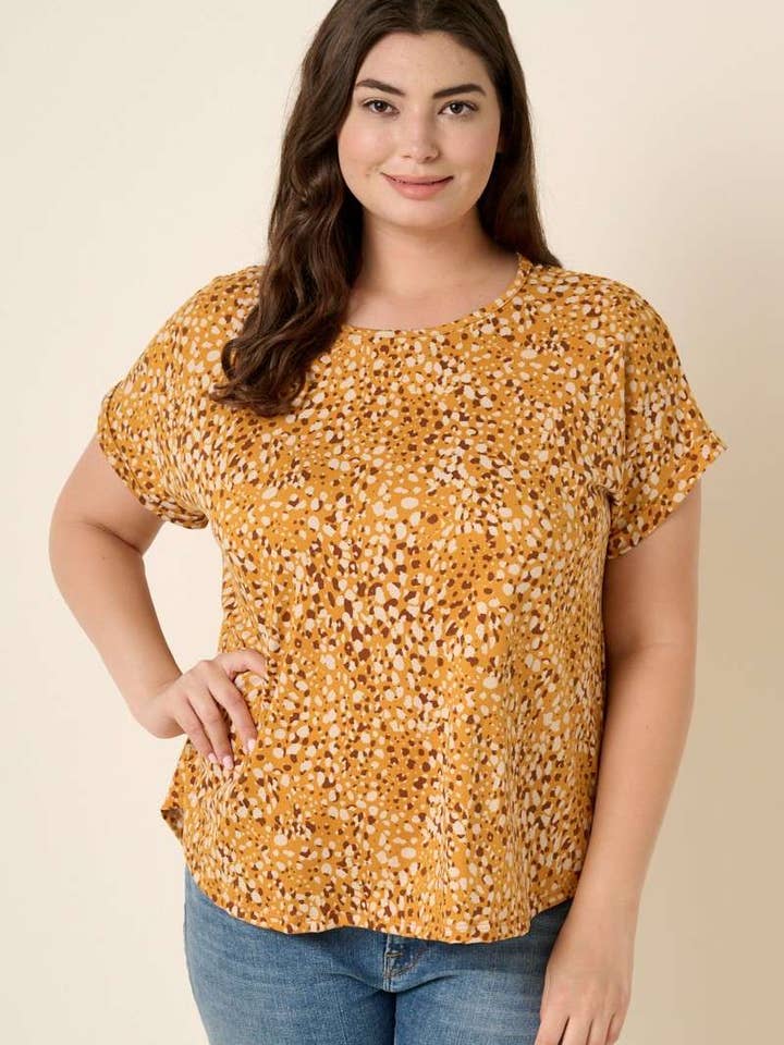 PLUS ANIMAL PRINT ROUND NECK DOLMAN KNIT TOP for wholesale by mittoshop