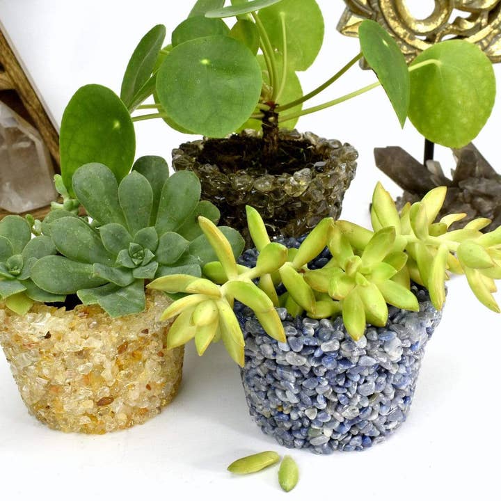 Rock Paradise - Wholesale Plant Pot - Crystal Tumbled Stone Flower Pot - Size #5 (TUM-POT5)