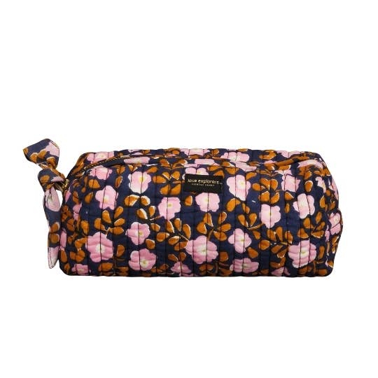Federmäppchen - Blumen Siebziger Marineblau für den Großhandel von Love Explorers