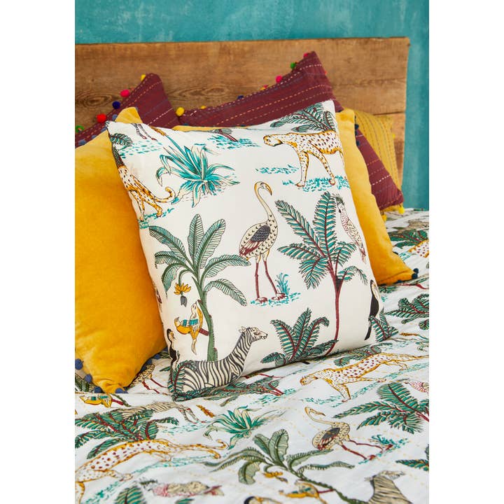 Namaste - Wholesale Throw Pillow Cover - Jungle Print Cushion Cover, 45 X 45cm