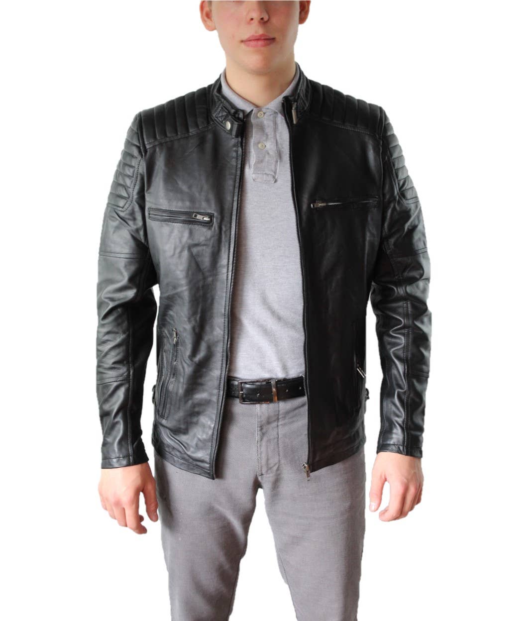 Urban 5884 Amsterdam | Leather jackets – wholesale Motorcykeljacka - Herr – Urban 5884 Ralph bikerjacka i lammskinn för herr i denimstil11