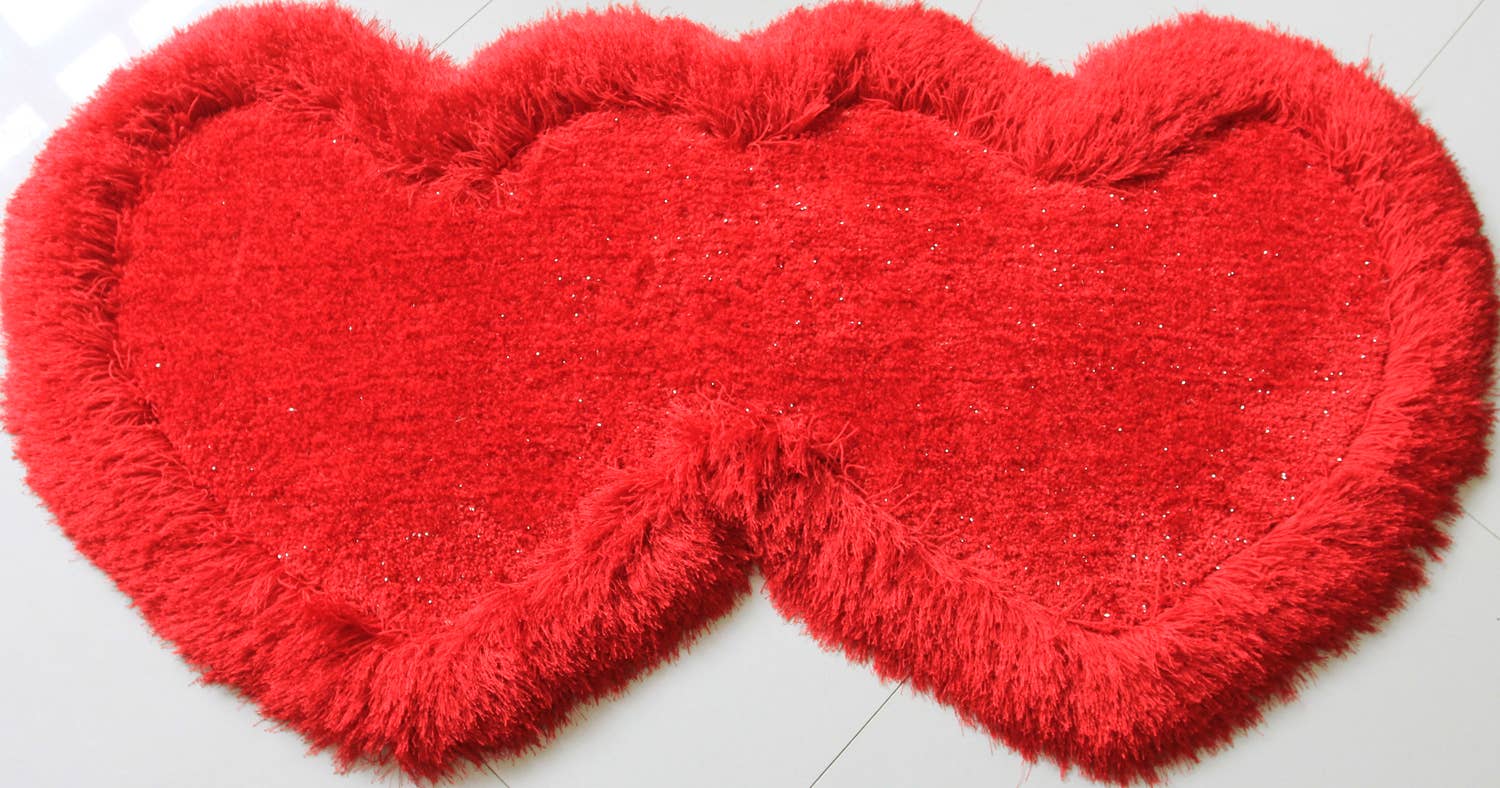 Amazing Rugs - Wholesale Area Rug - Double Heart Shape Hand Tufted 4-inch Thick Shag Area Rug0