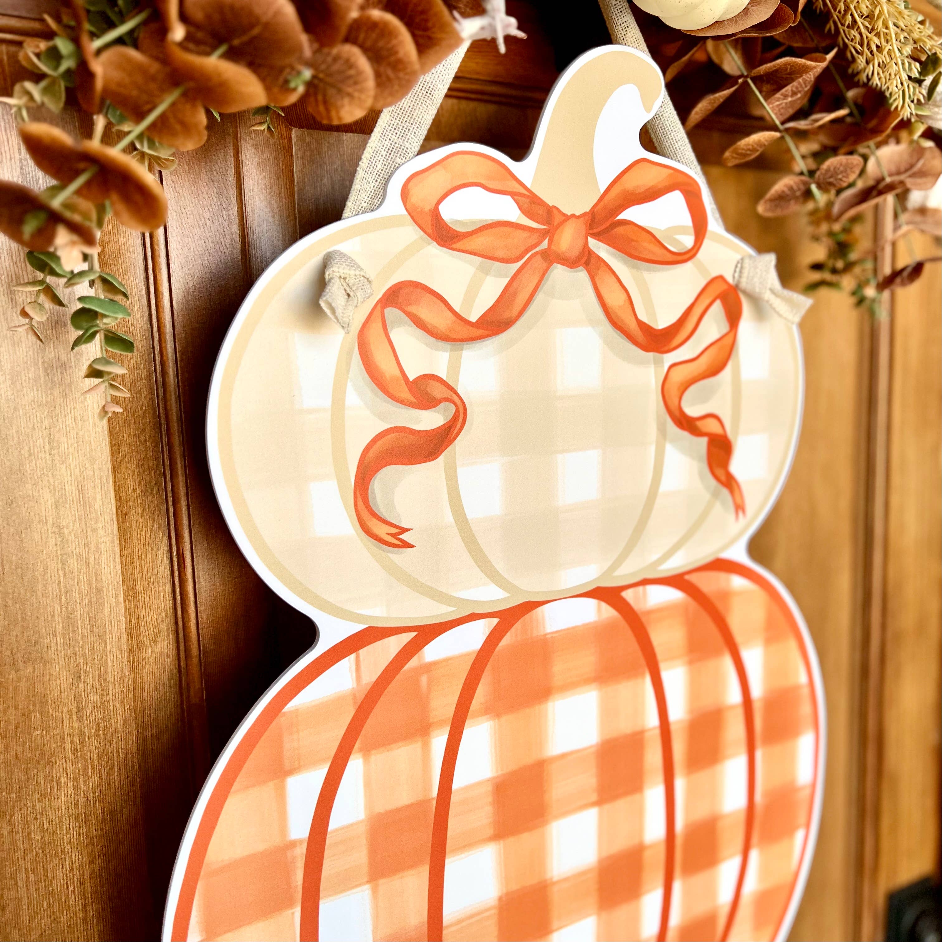 Songbird Grove Collection - Wholesale Door Hanger - Orange Stacked Pumpkin Duo Door Hanger7