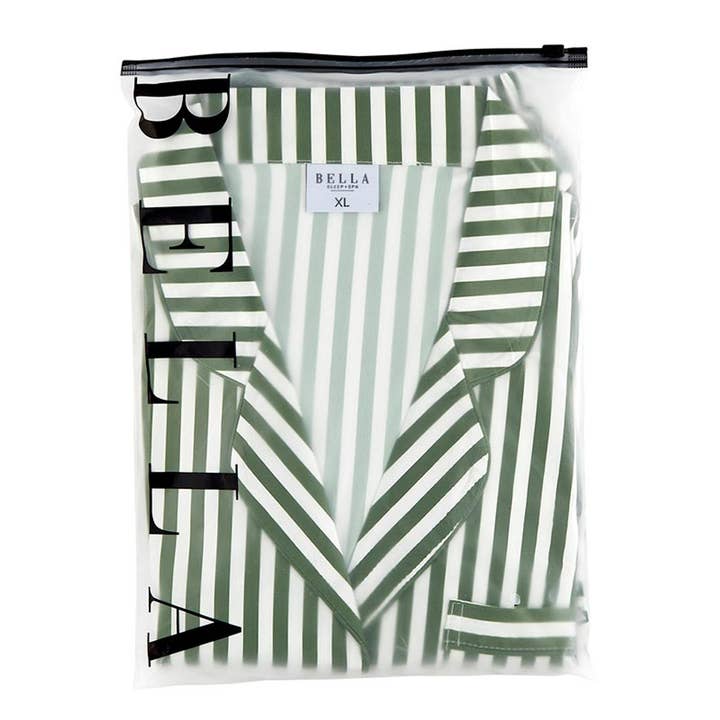 Bella Sleep + Spa - Wholesale Sleepwear Set - Kids - Velvet Two-Piece PJ Set - Green Stripe3