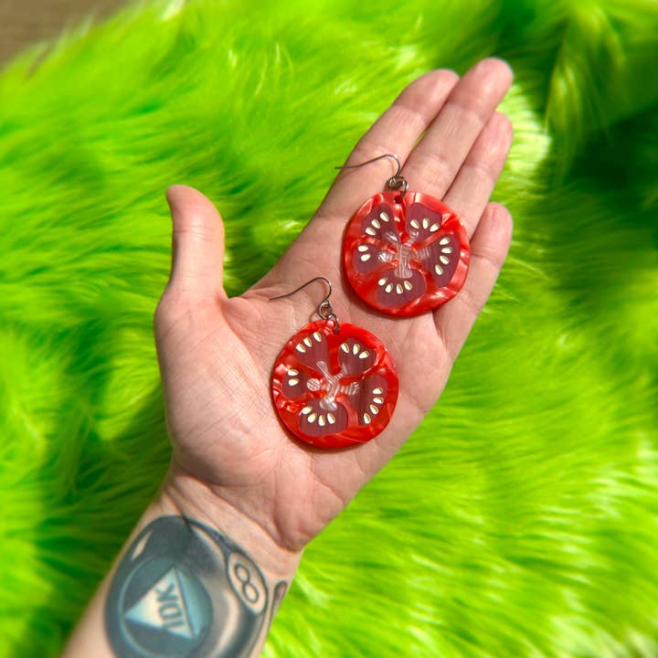 Peach Beast - Wholesale Dangle Earrings - Tomato Slice Earrings