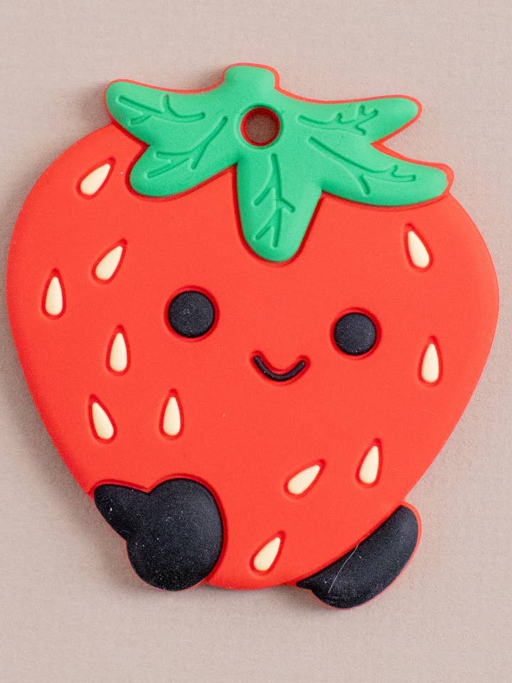 Strawberry Silicone Teether for wholesale by Three Hearts & Co./EMO & CO.