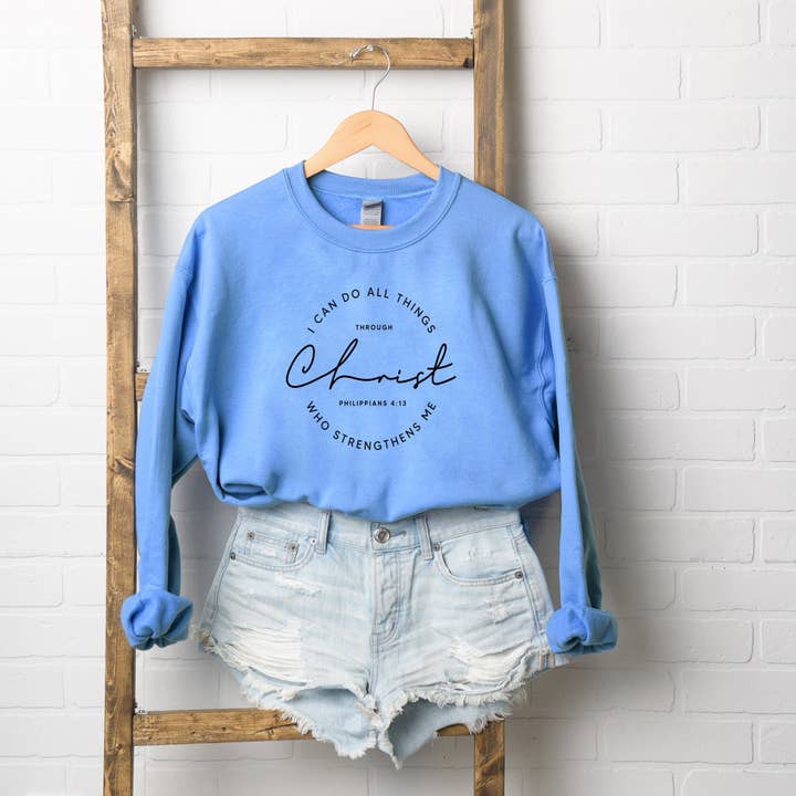 I Can Do All Things Through Christ Circle | Sweatshirt for wholesale by Olive And Ivory Wholesale