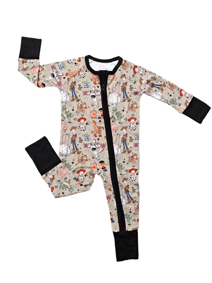 Ellie Sue - Wholesale Sleepsuit - Baby - Round Up Gang Zipper Romper