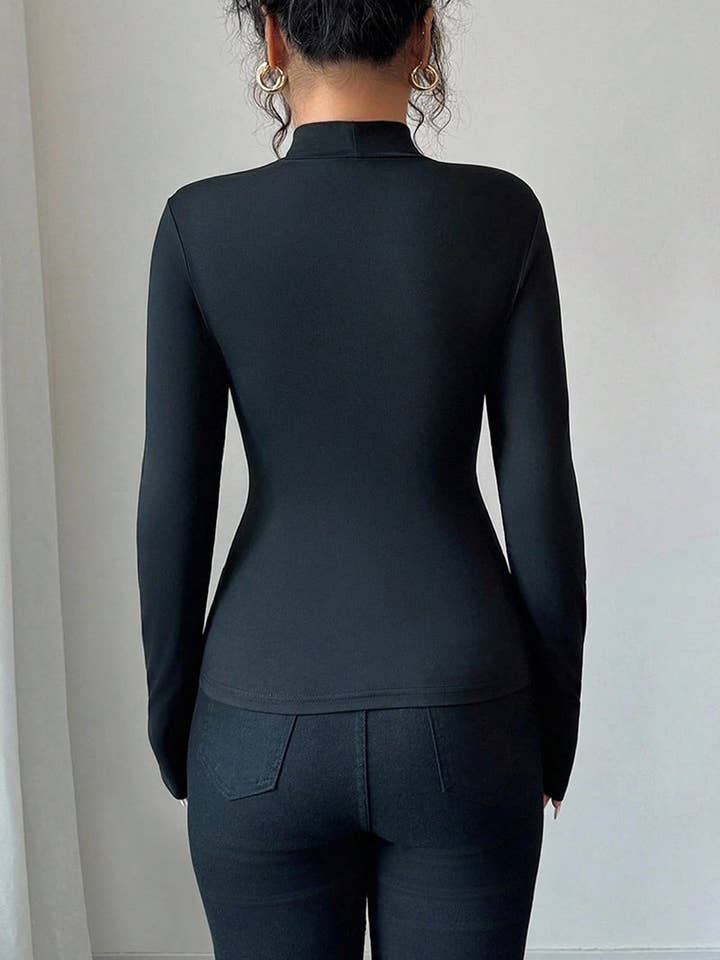 BLACK Floral High-Neck T-Shirt for wholesale on Faire3