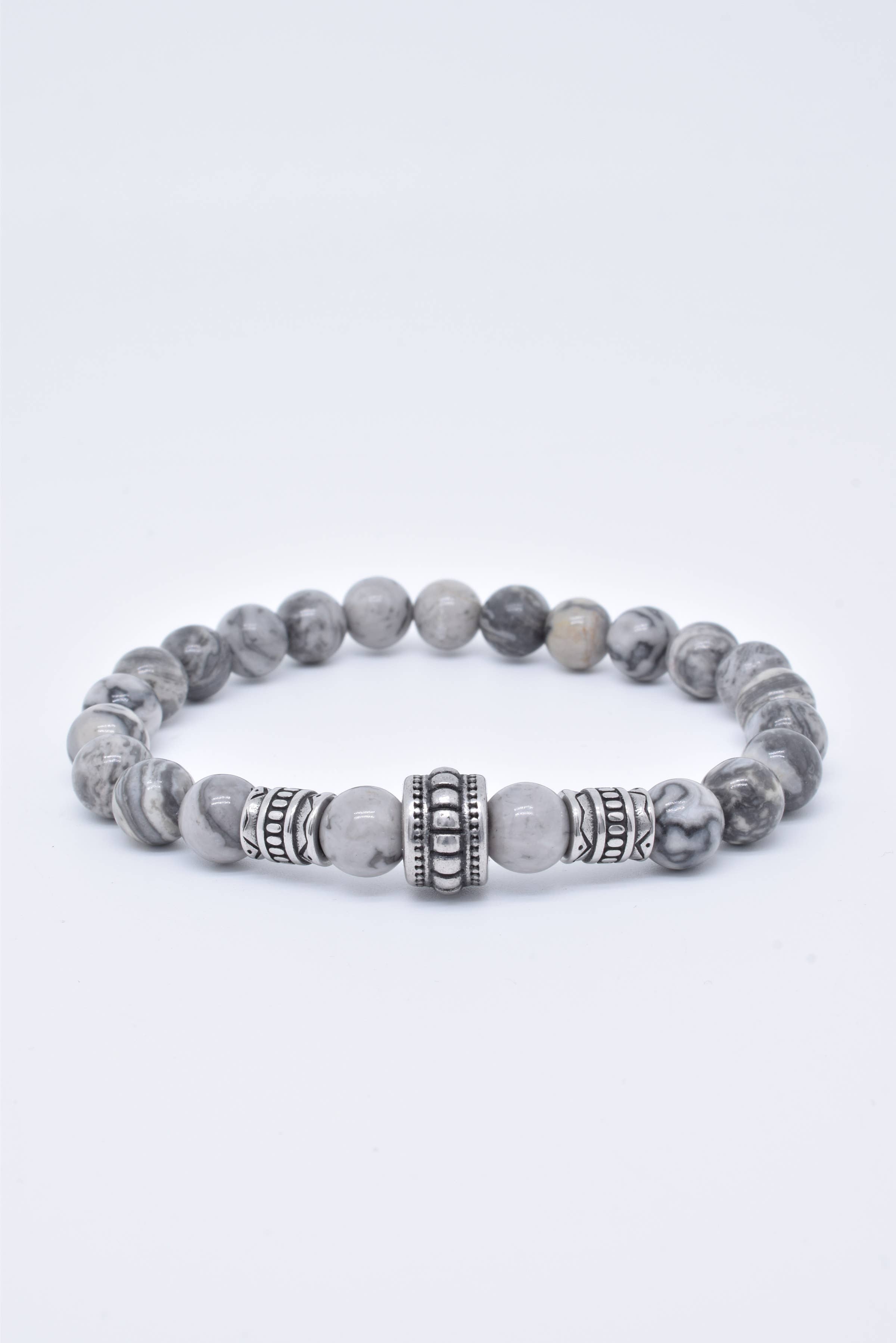 Kapyco - Vendita all'ingrosso Bracciale con perline - Bracciale da uomo elastico in acciaio inox con pietre naturali - BR1102063