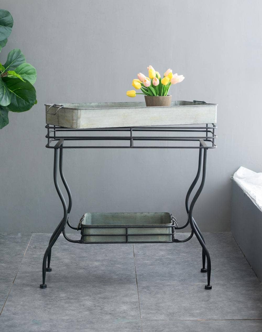 A&B Home Group Inc. - Wholesale Decorative Tray - Maggie Galvanized Tray Table4