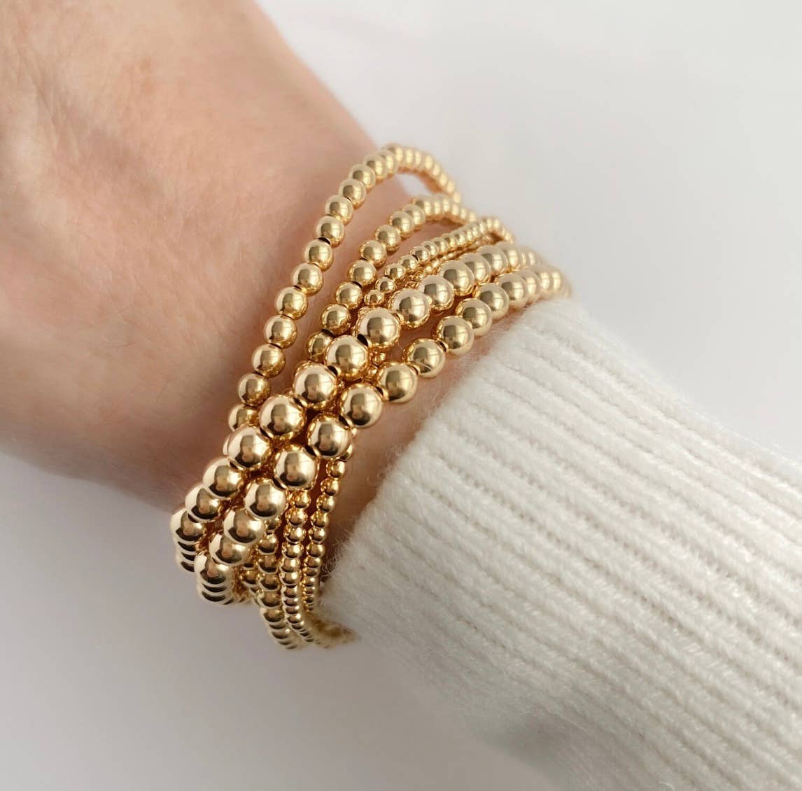 HoopLa - Wholesale Beaded Bracelet - Beads-Stacking Stretch Bracelets Steel Gold 14K  Waterproof22