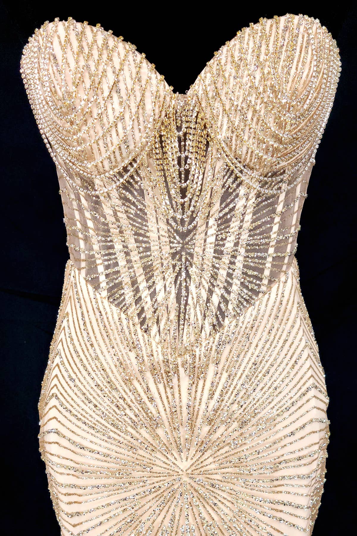 Chicas - Wholesale Gown - Women's - Long sparkling mermaid dress with hanging jewels CF00149