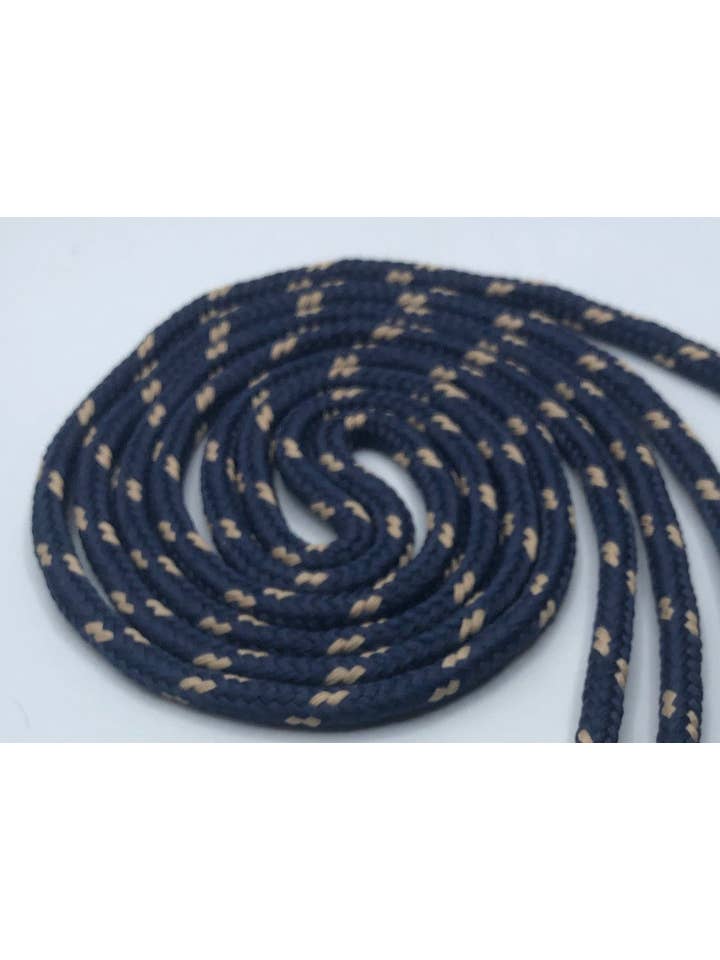 The Shoelace Factory - Wholesale Shoelaces - Unisex - Classic Round Shoelaces Navy Blue w/Tan Accents