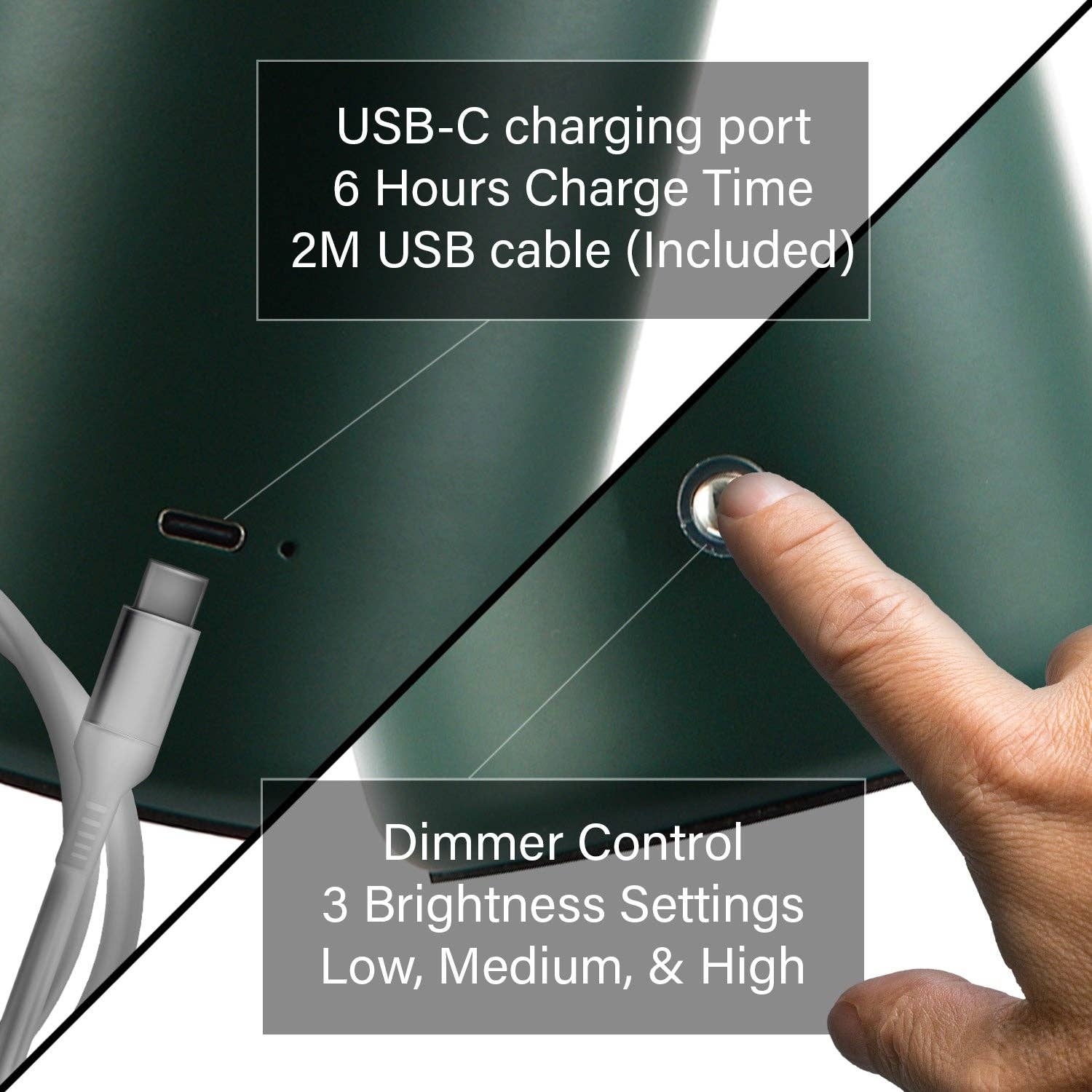 Happy Homewares – wholesale Accent/desk lamp – Modern Rechargeable Mushroom Table Lamp With Touch Dimmer5