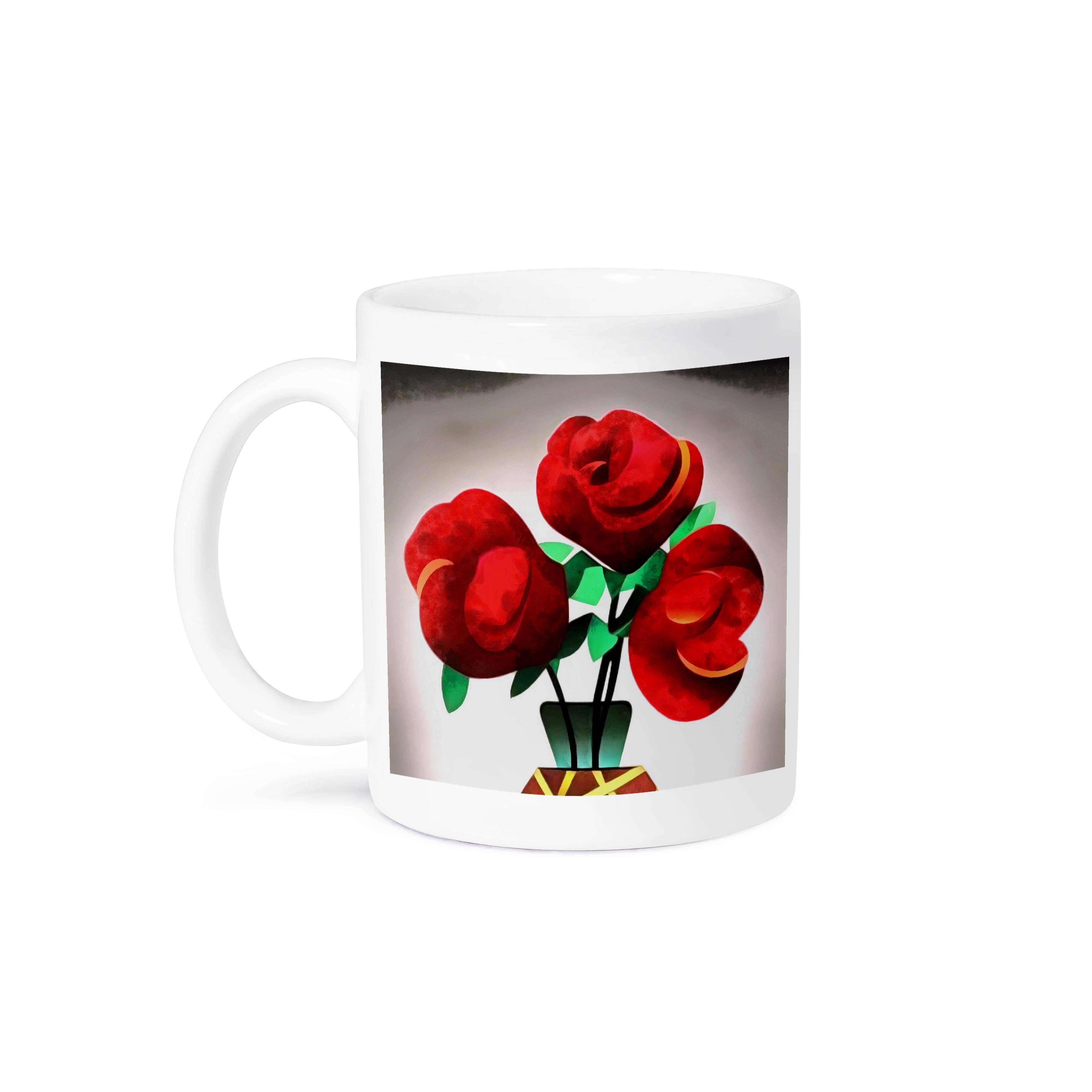 3dRose - Vendita all'ingrosso Tazza - 3dRose, Arte Deco Rose Rosse In Vaso Arte Astratta, Tazza8
