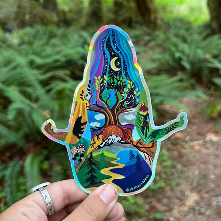 Abstract Hikes - Wholesale Sticker - Yoga Sticker: "Yoga Gal" Holographic0