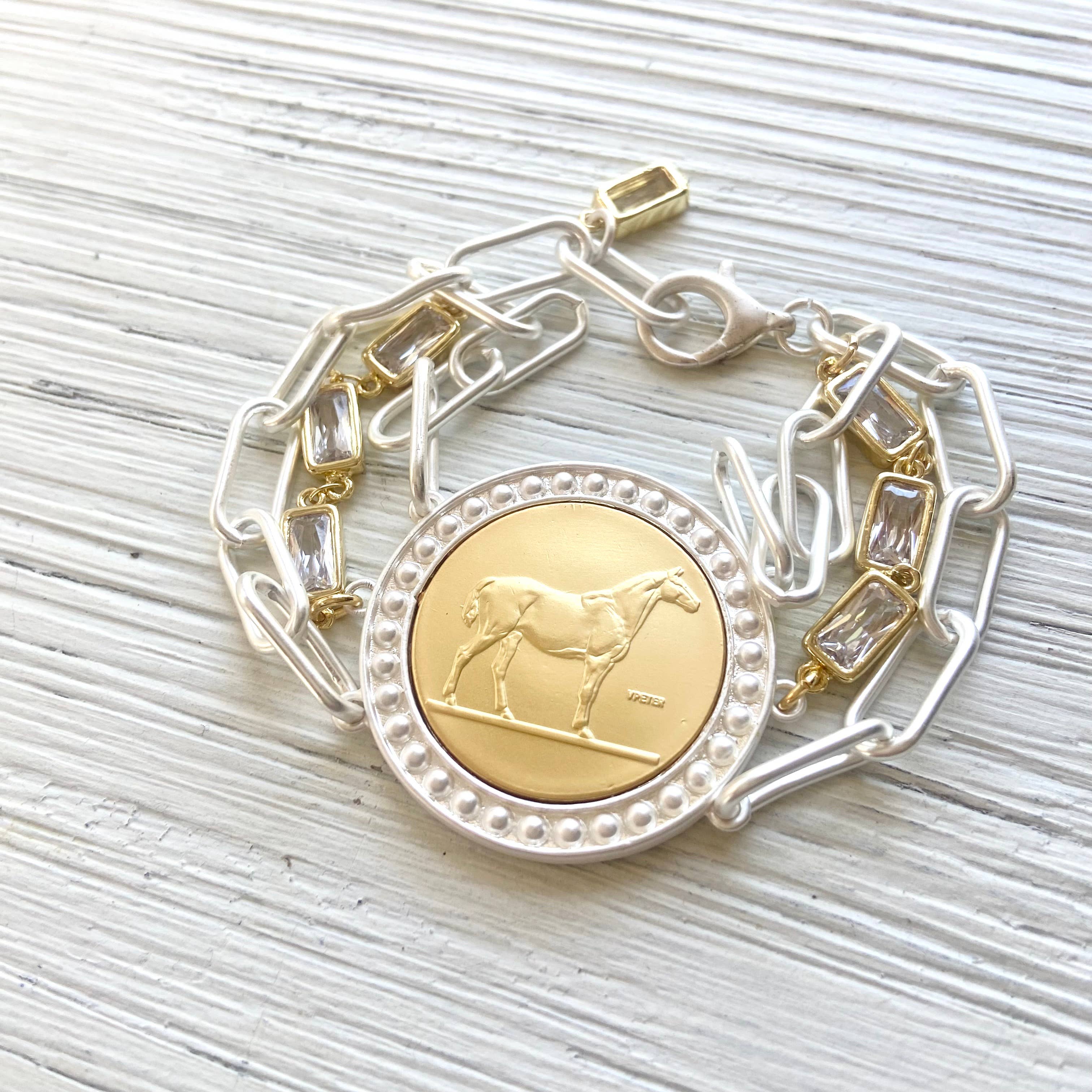 VB&CO Designs Handmade Jewelry - Wholesale Charm/Dangle Bracelet - Horse jewelry coin bracelet country western derby equestrian5