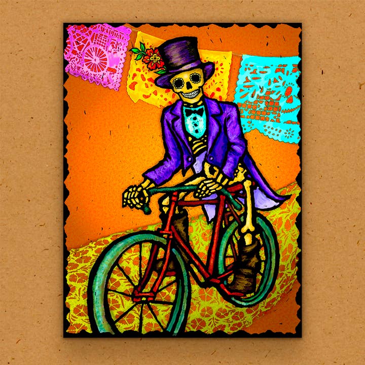Handgemaakte Magneet - Dag van de Doden - Fietser voor wholesale door The Kaleidoscope Designs
