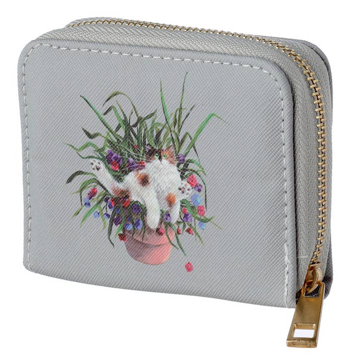 Puckator EU - Venta al por mayor Cartera - Unisex - Kim Haskins Cats in Plant Maceta monedero pequeño con cremallera