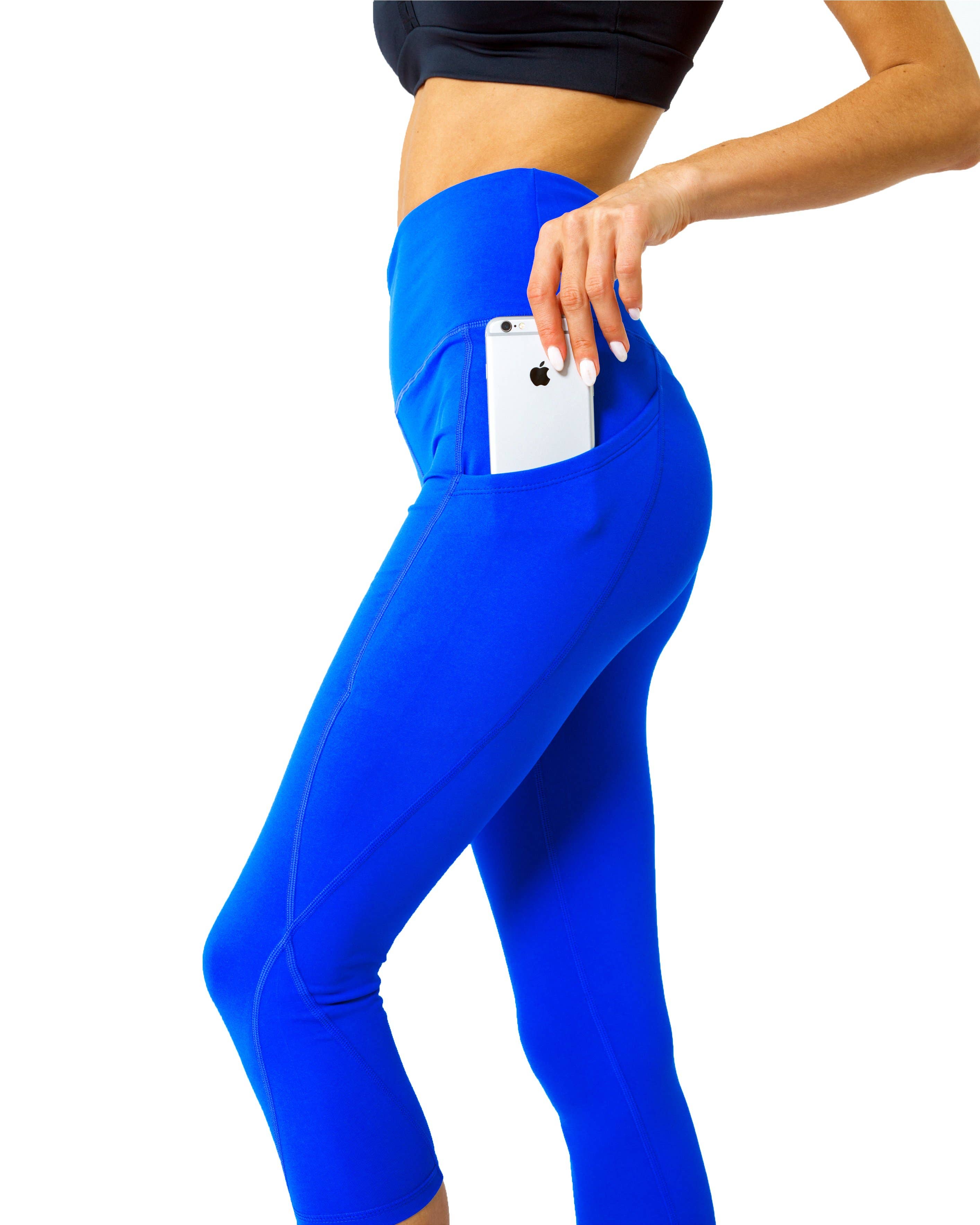 High Waisted Yoga Capri Leggings - Sky Blue for wholesale on Faire3