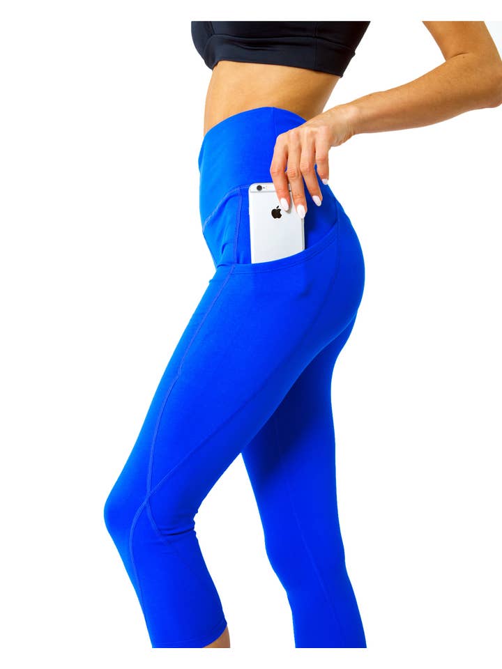 High Waisted Yoga Capri Leggings - Sky Blue for wholesale on Faire3