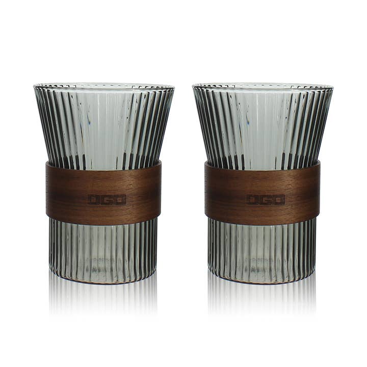 Conjunto de 2 copos de vidro de grafite borossilicato Karl 250ml por atacado de Ogo living