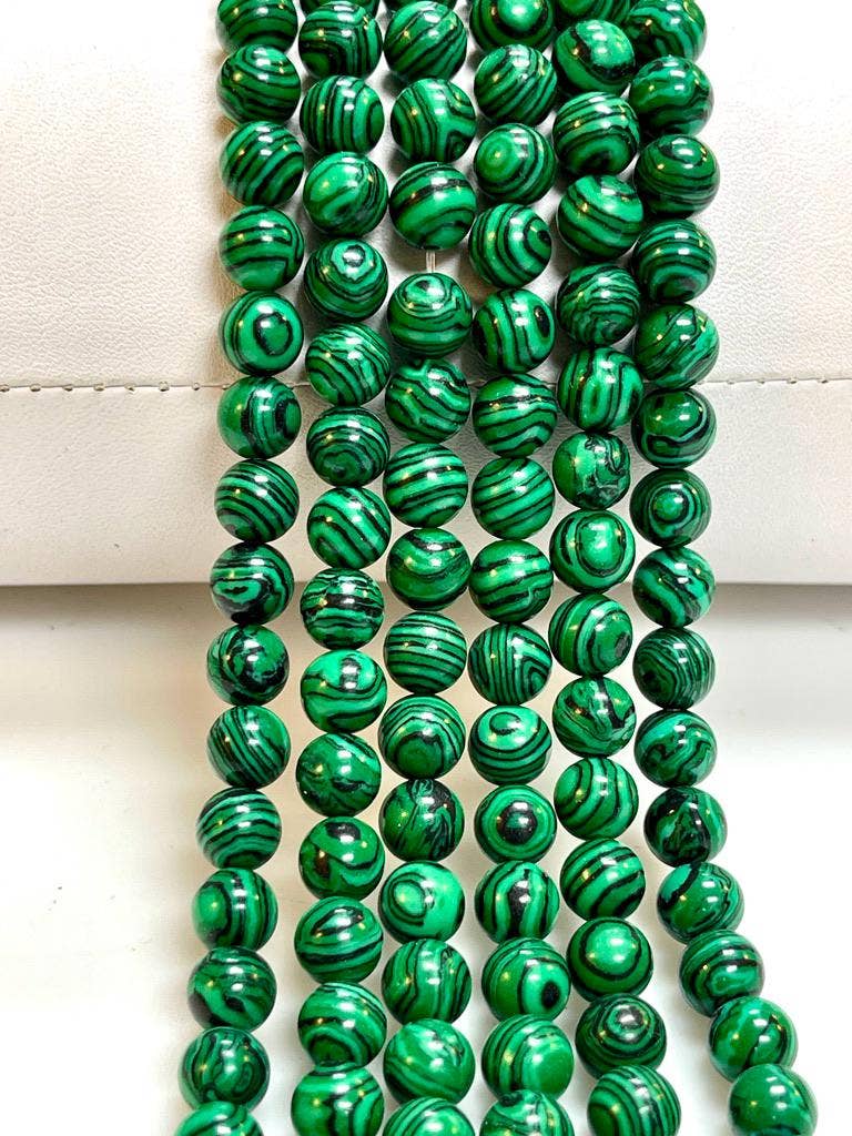 TRIVENI USA INC - Wholesale Beads - Malachite Gemstone Round Beads Strand 6mm 8mm 2