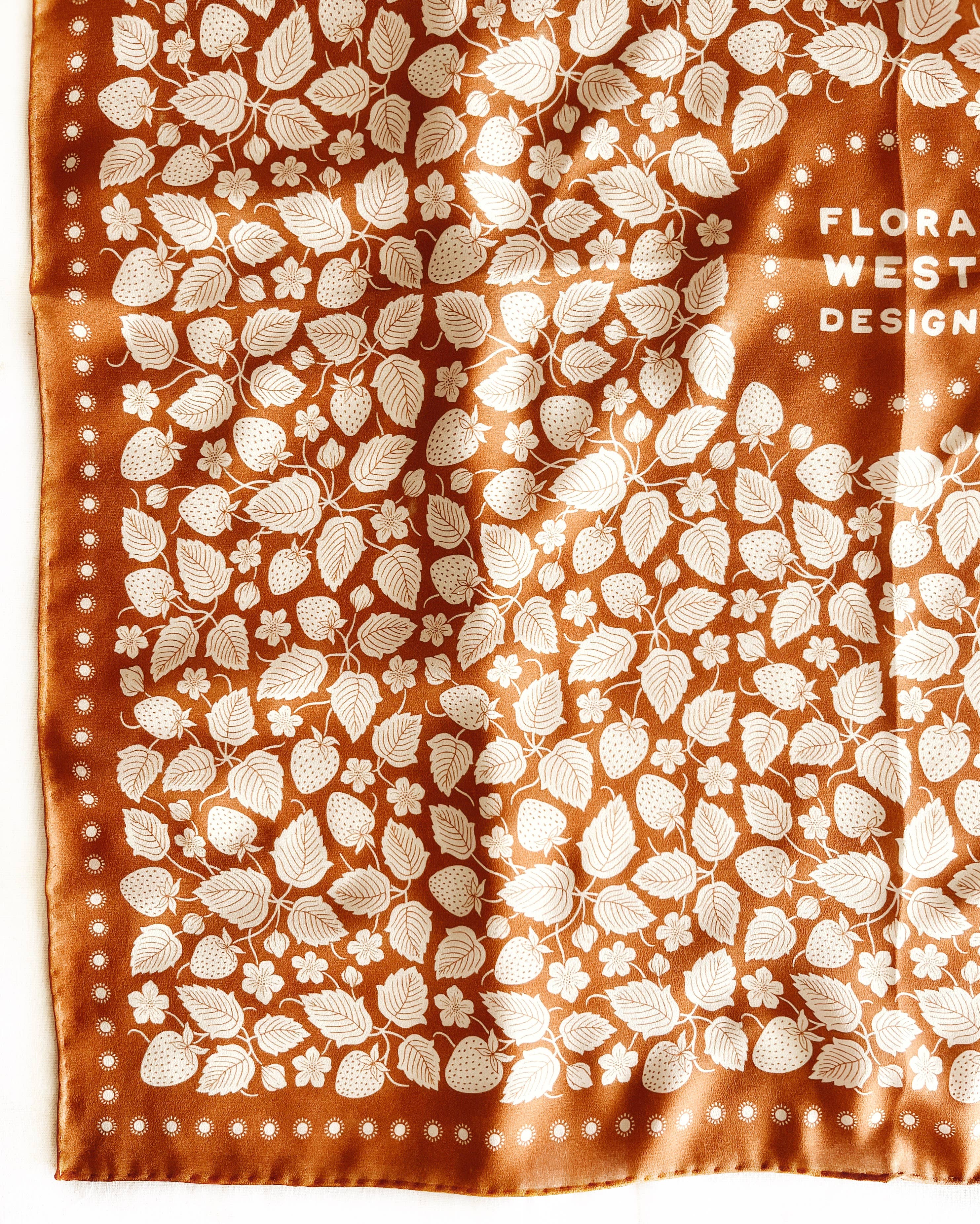 Flora West Design - Wholesale Bandana - Women's - 100% Silk Bandana Scarf Strawberry Patch Western Style4