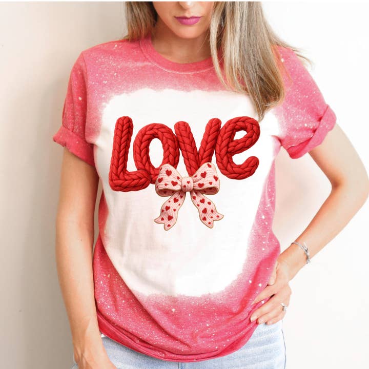 Love Bleached Valentines Day Tee for wholesale by Hello Gorgeous Apparel