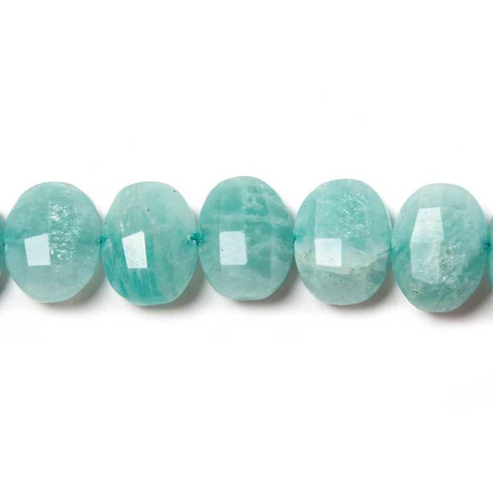 Amazonite side drilled Faceted Cushion Beads 7 inch 17 pieces for wholesale by The Bead Traders