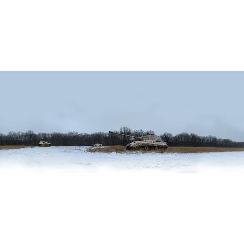 W.Britain Model Figures - Wholesale Decorative Tabletop Object - 51048 -German Armor Abandoned, WWII Scenic Backdrop 31"x13"