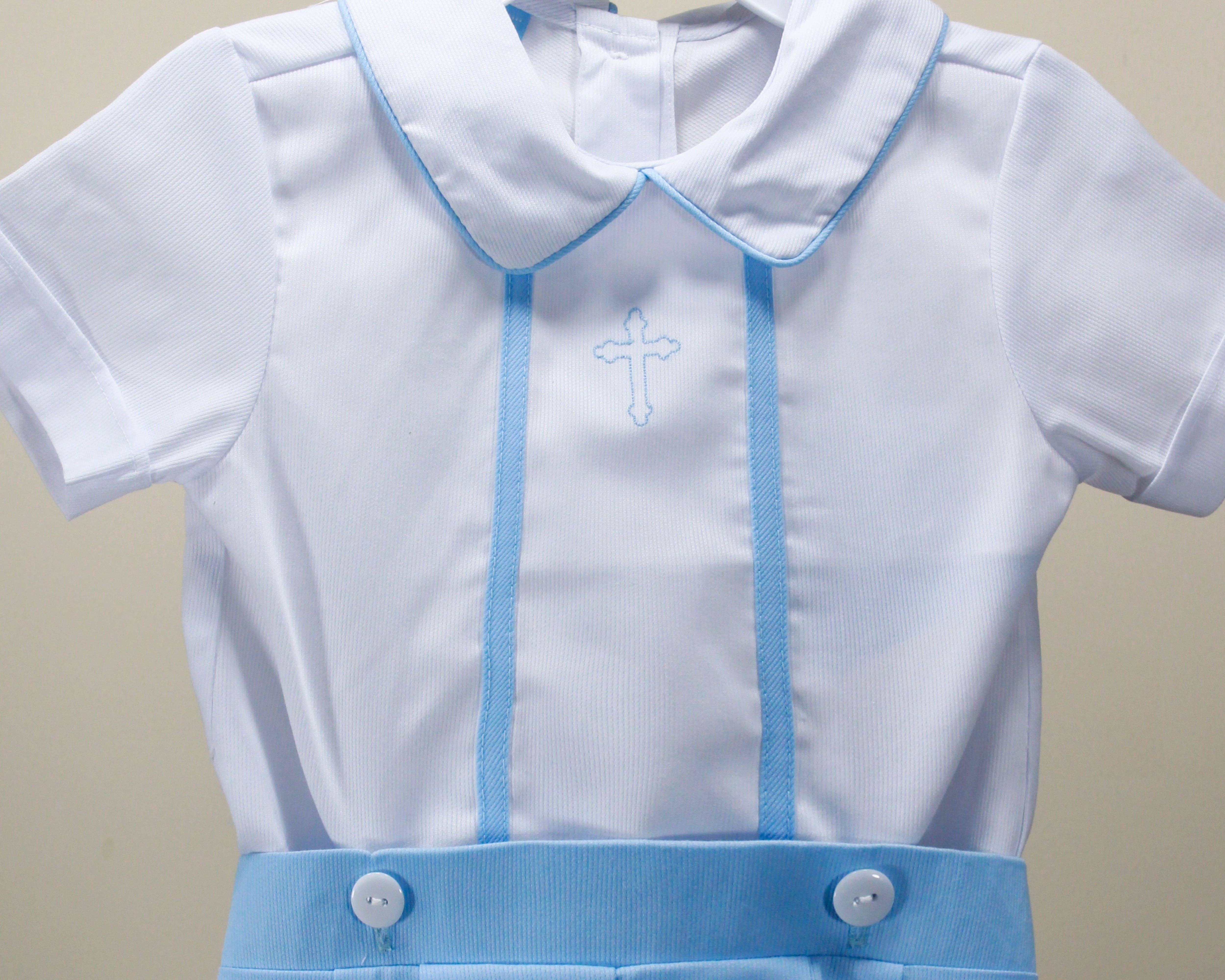 Charming Little Ones - Wholesale Top & Short Set - Kids - Anthony Light Blue & White Set2