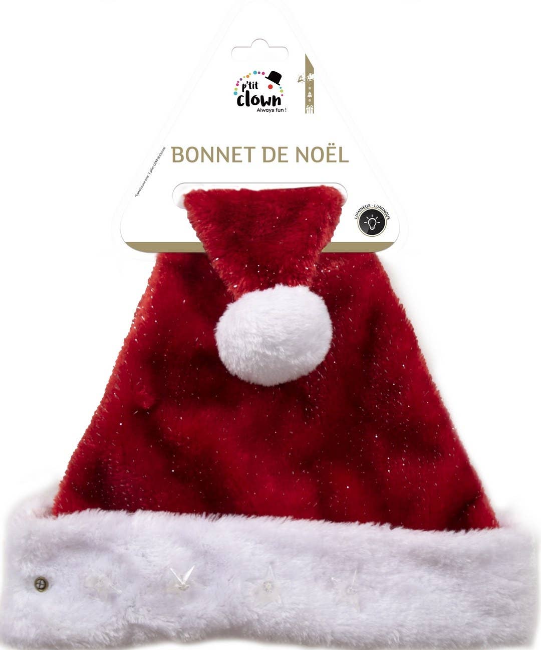 P'tit Clown - Wholesale Santa Hat - Christmas Hat - Red Silver - Luminous - Adult2