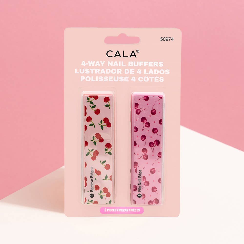 Sensibling Corp. - Wholesale Nail file - 2PCS - Cherry Pattern Printed 4-Way Nail Buffer