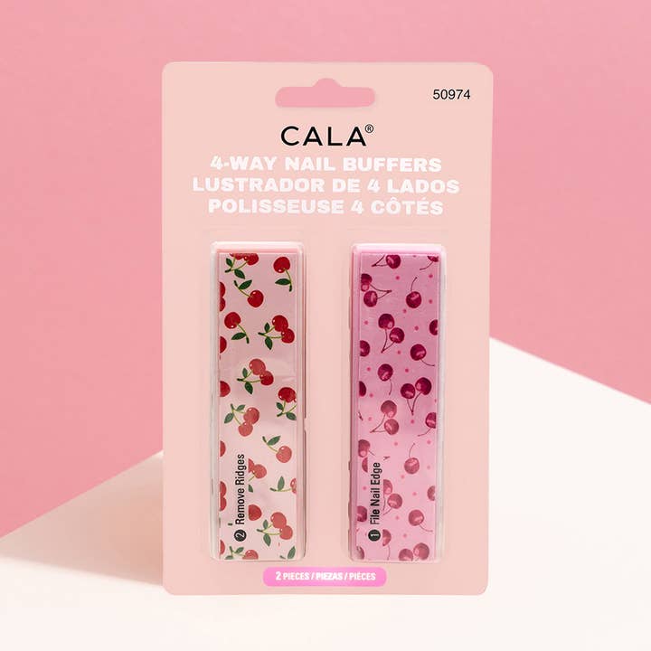 Sensibling Corp. - Wholesale Nail file - 2PCS - Cherry Pattern Printed 4-Way Nail Buffer0