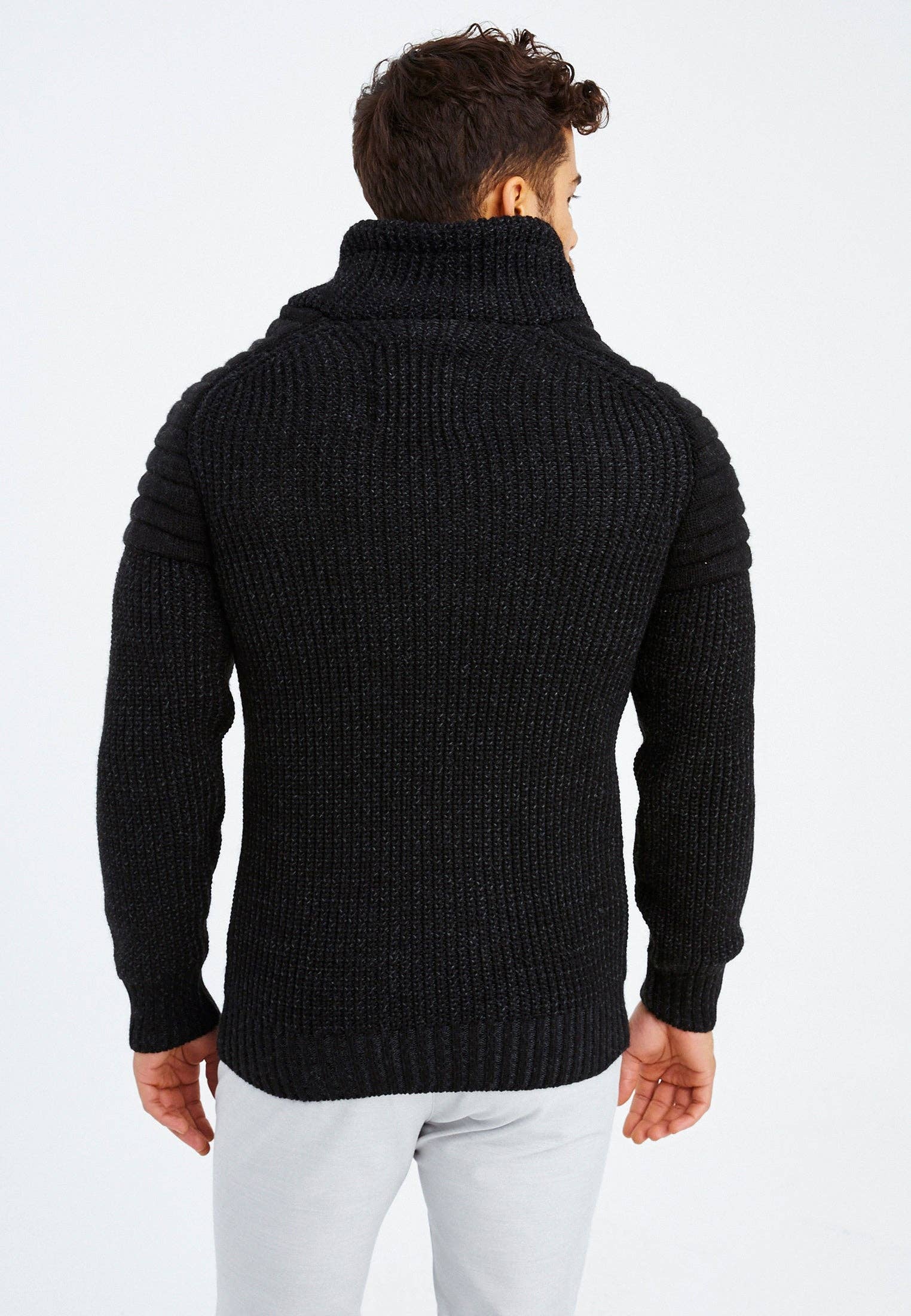 Leif Nelson GmbH - Wholesale Knit Sweater - Men's - Men's Knit Sweater Chunky Knit Shawl Collar LN-52358
