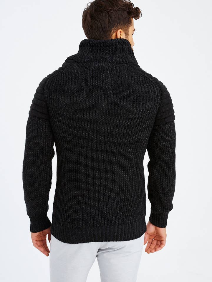 Leif Nelson GmbH - Wholesale Knit Sweater - Men's - Men's Knit Sweater Chunky Knit Shawl Collar LN-52358