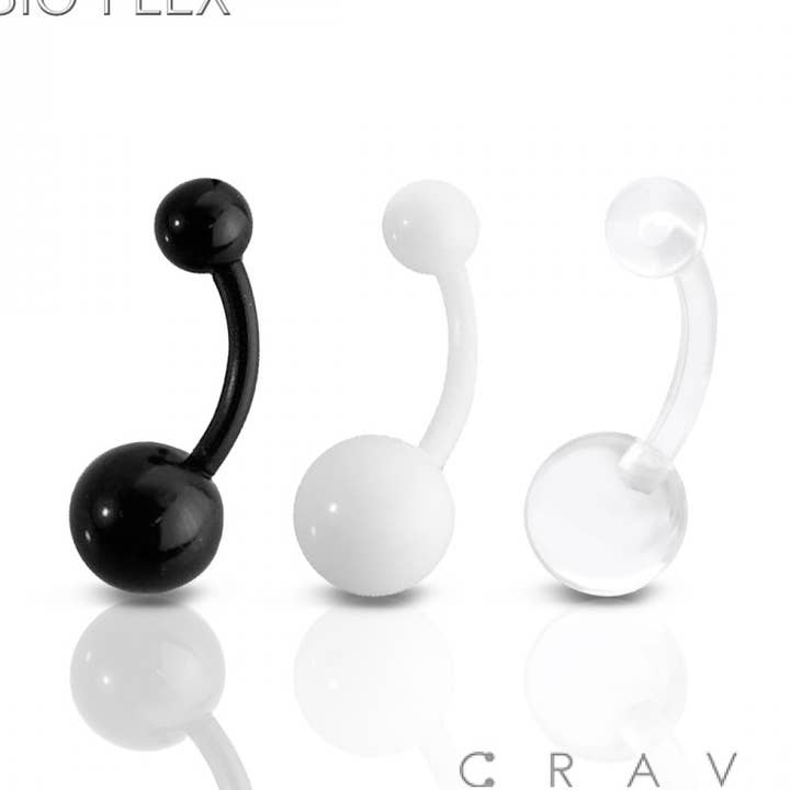 CRAVE - Wholesale Belly Ring - BIOFLEX BARBELL WITH ACRYLIC BALL BASIC NAVEL RING3