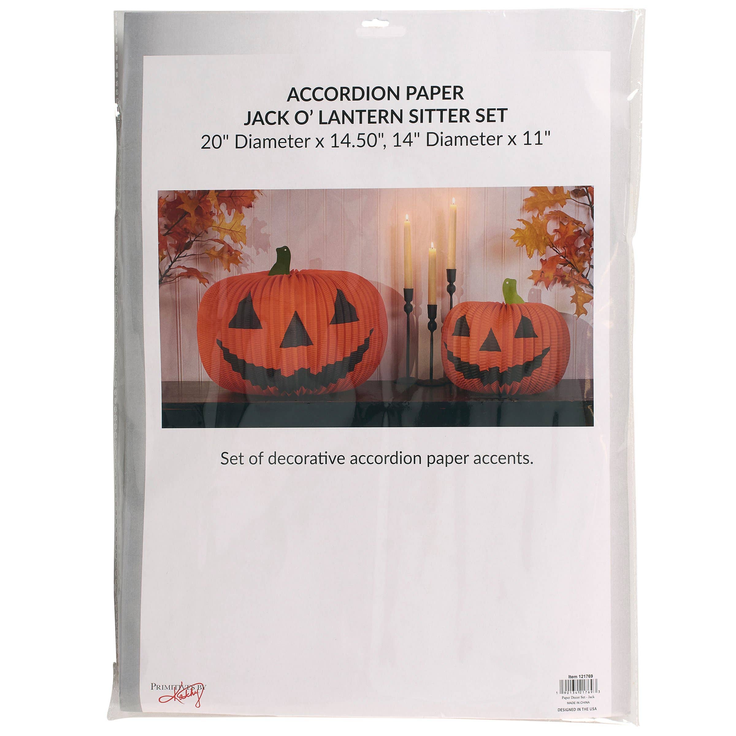 Primitives by Kathy - Wholesale Desk/Tabletop Sign - Jack O'Lantern Paper Decoration Set2