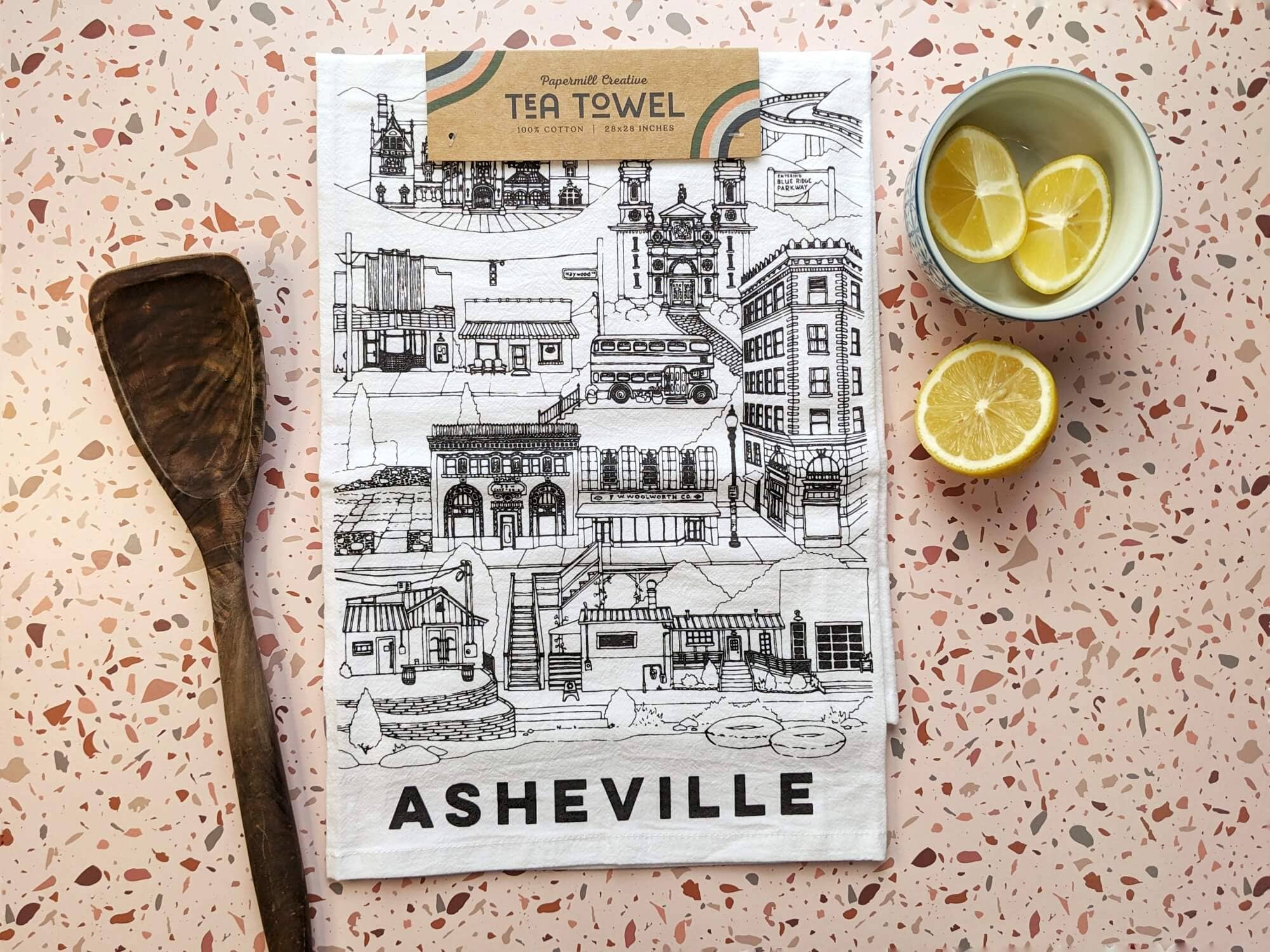 Papermill Creative - Wholesale Tea Towel - Asheville, North Carolina cotton tea towel1