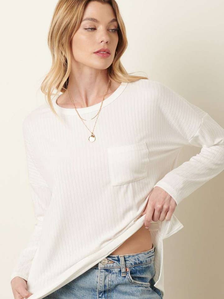 ROUND NECK RIB KNIT OVERSIZED LONG SLEEVE PULLOVER for wholesale by mittoshop